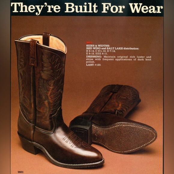 Red Wing Pecos 9801-1 Brown Western Stitched Workwear Boots 11 B Made in USA - Picture 6 of 6